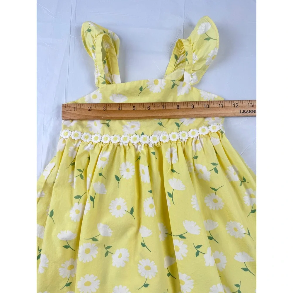 Gymboree Yellow Daisy Floral Cotton Ruffle Strap Dress Kids 3T Summer Sundress